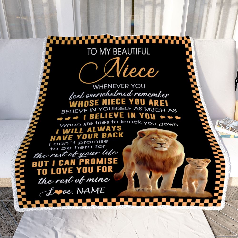 Personalized To My Niece Blanket From Uncle Whenever You Feel Lion Niece Birthday Gifts Graduation Christmas Customized Fleece Throw Blanket | siriusteestore