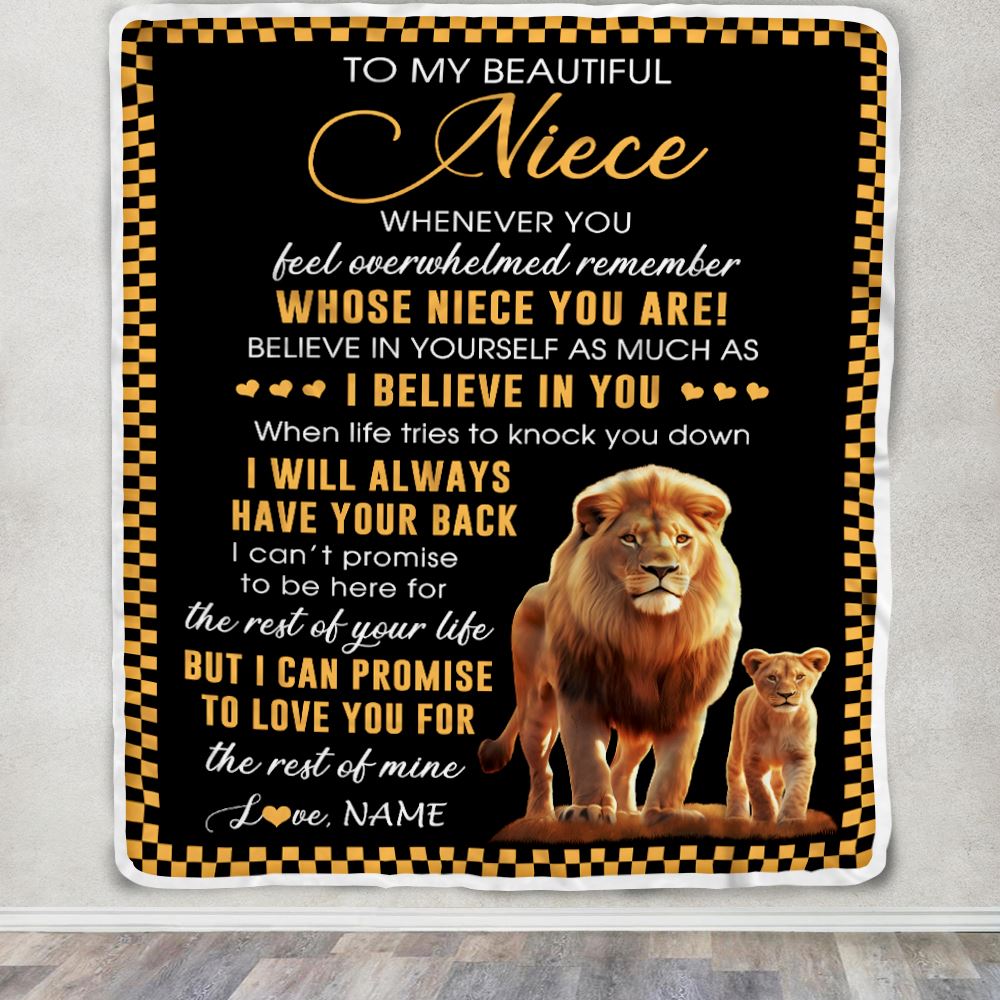 Personalized To My Niece Blanket From Uncle Whenever You Feel Lion Niece Birthday Gifts Graduation Christmas Customized Fleece Throw Blanket | siriusteestore
