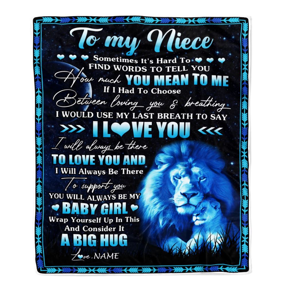Personalized To My Niece Blanket From Uncle You Mean Yo Me My Baby Boy Lion Niece Birthday Graduation Christmas Customized Bed Fleece Throw Blanket | siriusteestore