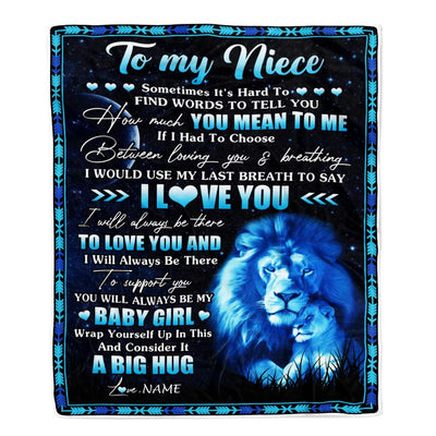 Personalized To My Niece Blanket From Uncle You Mean Yo Me My Baby Boy Lion Niece Birthday Graduation Christmas Customized Bed Fleece Throw Blanket | siriusteestore