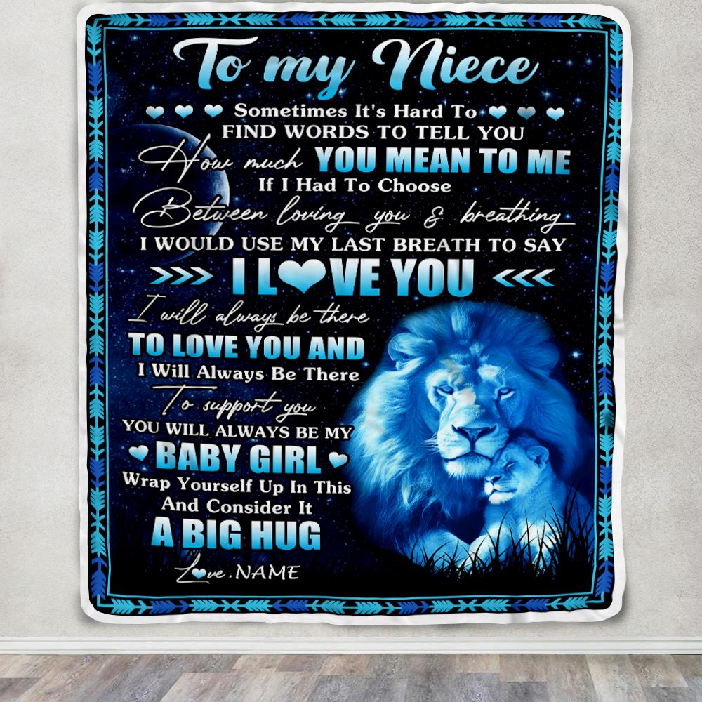 Personalized To My Niece Blanket From Uncle You Mean Yo Me My Baby Boy Lion Niece Birthday Graduation Christmas Customized Bed Fleece Throw Blanket | siriusteestore