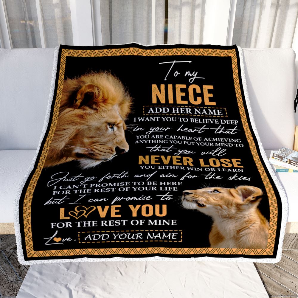 Personalized To My Niece Blanket From Uncle You Will Never Lose Lion Niece Birthday Gifts Graduation Christmas Customized Fleece Throw Blanket | siriusteestore