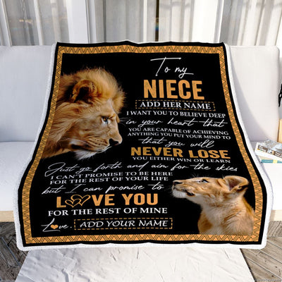 Personalized To My Niece Blanket From Uncle You Will Never Lose Lion Niece Birthday Gifts Graduation Christmas Customized Fleece Throw Blanket | siriusteestore
