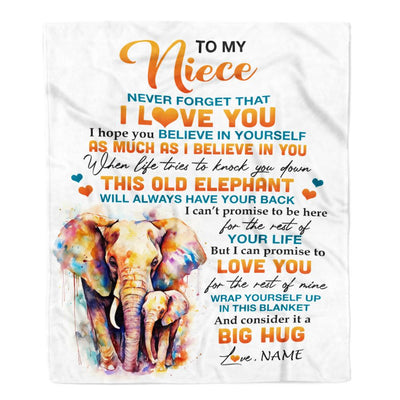 Personalized To My Niece Blanket Gift From Aunt Uncle Auntie This Old Elephant Love You Niece Birthday Graduation Christmas Customized Bed Fleece Throw Blanket | siriusteestore