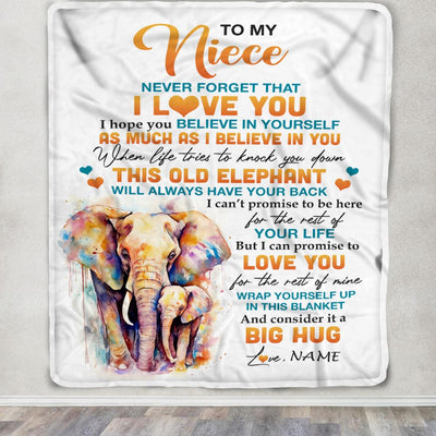 Personalized To My Niece Blanket Gift From Aunt Uncle Auntie This Old Elephant Love You Niece Birthday Graduation Christmas Customized Bed Fleece Throw Blanket | siriusteestore