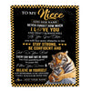 Personalized To My Niece Blanket Tiger I Love You Forever From Aunt Auntie Uncle Niece Birthday Gifts Christmas Graduation Customized Fleece Blanket | siriusteestore