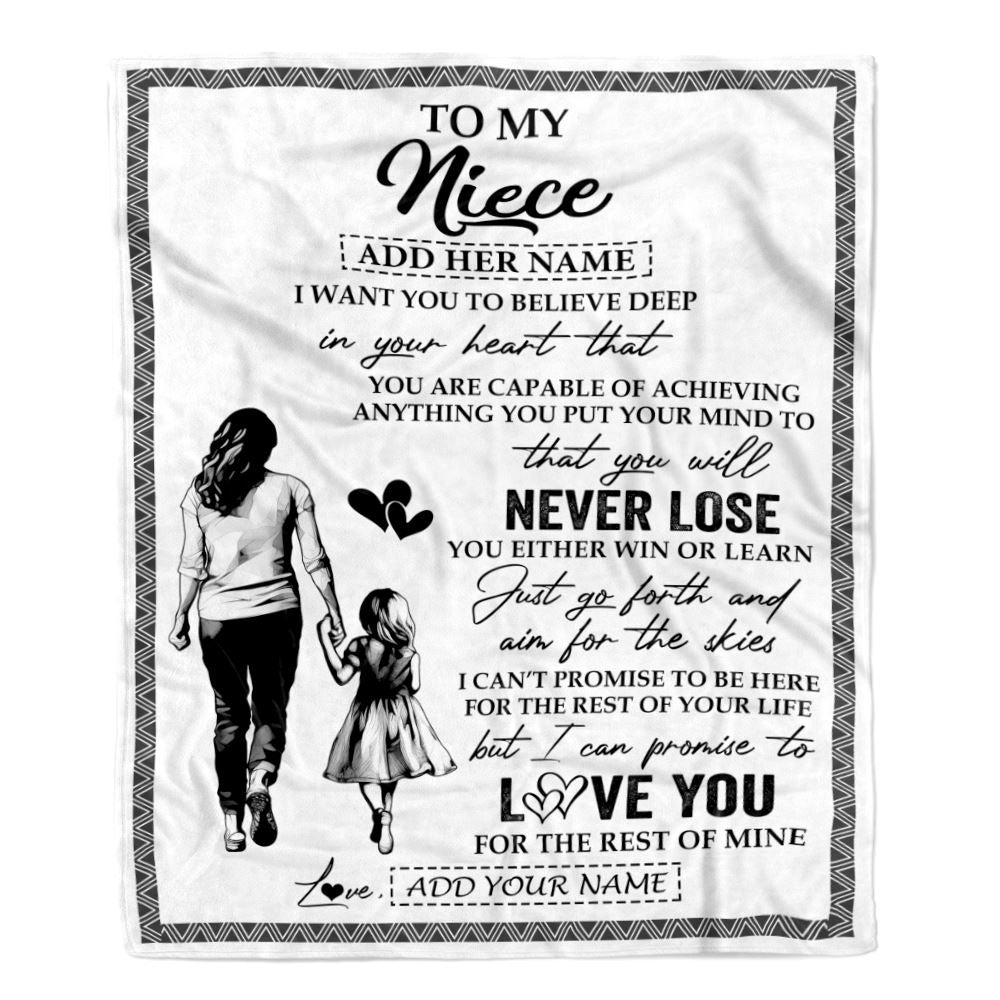 Personalized To My Niece Blanket You Will Never Lose From Aunt Auntie Niece Birthday Gifts Graduation Christmas Customized Fleece Throw Blanket | siriusteestore