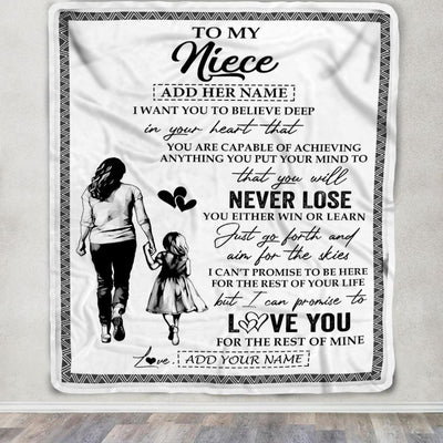 Personalized To My Niece Blanket You Will Never Lose From Aunt Auntie Niece Birthday Gifts Graduation Christmas Customized Fleece Throw Blanket | siriusteestore