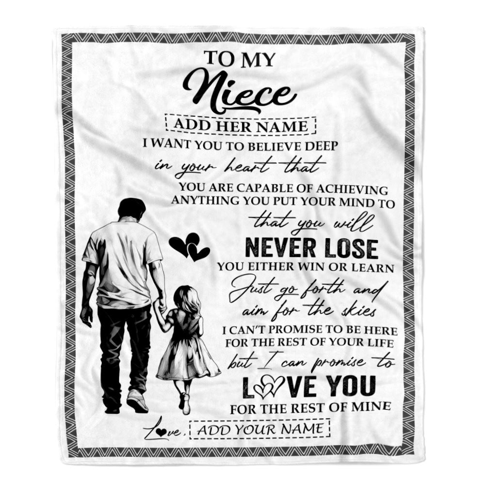 Personalized To My Niece Blanket You Will Never Lose From Uncle Niece Birthday Gifts Graduation Christmas Customized Fleece Throw Blanket | siriusteestore