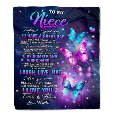 Personalized To My Niece Butterfly Blanket From Aunt Uncle Every Day Laugh Love Live Niece Birthday Gifts Graduation Christmas Customized Fleece Blanket | siriusteestore