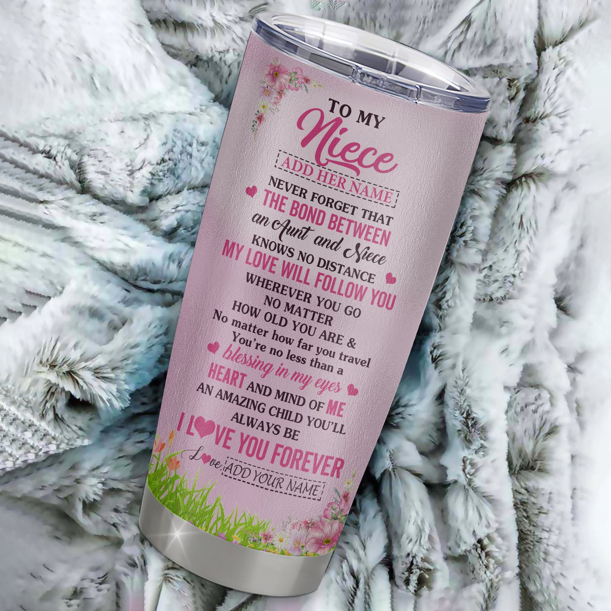 Personalized To My Niece Butterfly Tumbler From Aunt Auntie The Bond Between Niece Birthday Gifts Graduation Christmas Stainless Steel Insulated Custom Mug | siriusteestore