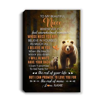 Personalized To My Niece Canvas From Aunt Auntie Uncle Whenever You Feel Bear Niece Birthday Gifts Graduation Christmas Custom Wall Art Print Framed Canvas | siriusteestore