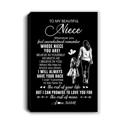 Personalized To My Niece Canvas From Aunt Auntie Whenever You Feel Overwhelmed Niece Birthday Gifts Graduation Christmas Custom Wall Art Print Framed Canvas | siriusteestore