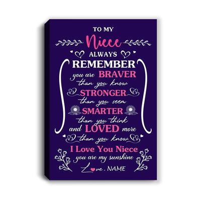 Personalized To My Niece Canvas From Aunt Uncle Mother Purple I Love You Niece Birthday Gifts Graduation Christmas Custom Wall Art Print Framed Canvas | siriusteestore