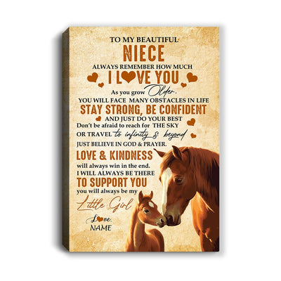 Personalized To My Niece Canvas From Uncle Aunt Auntie Always Remember I Love You Horse Niece Birthday Gifts Graduation Christmas Custom Wall Art Print Framed Canvas | siriusteestore