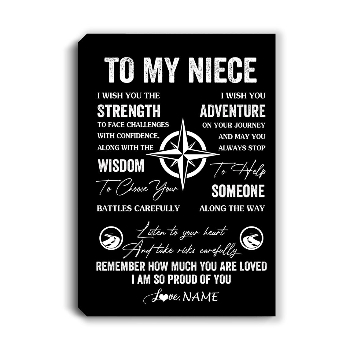 Personalized To My Niece Canvas From Uncle Aunt Auntie I Wish You The Strength Niece Birthday Gifts Graduation Christmas Custom Wall Art Print Framed Canvas | siriusteestore
