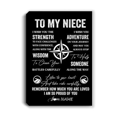 Personalized To My Niece Canvas From Uncle Aunt Auntie I Wish You The Strength Niece Birthday Gifts Graduation Christmas Custom Wall Art Print Framed Canvas | siriusteestore