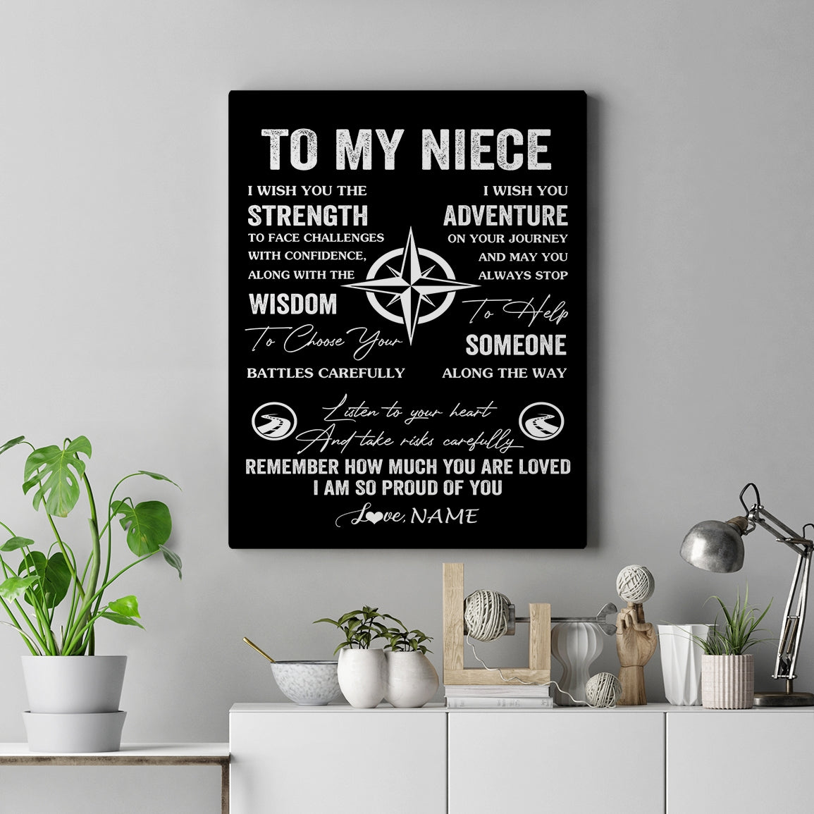 Personalized To My Niece Canvas From Uncle Aunt Auntie I Wish You The Strength Niece Birthday Gifts Graduation Christmas Custom Wall Art Print Framed Canvas | siriusteestore