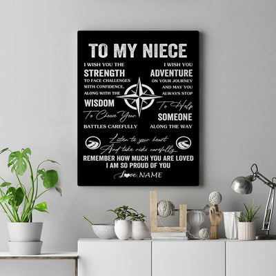 Personalized To My Niece Canvas From Uncle Aunt Auntie I Wish You The Strength Niece Birthday Gifts Graduation Christmas Custom Wall Art Print Framed Canvas | siriusteestore