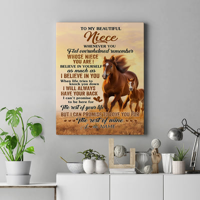 Personalized To My Niece Canvas From Uncle Aunt Auntie Whenever You Feel Horse Niece Birthday Gifts Graduation Christmas Custom Wall Art Print Framed Canvas | siriusteestore
