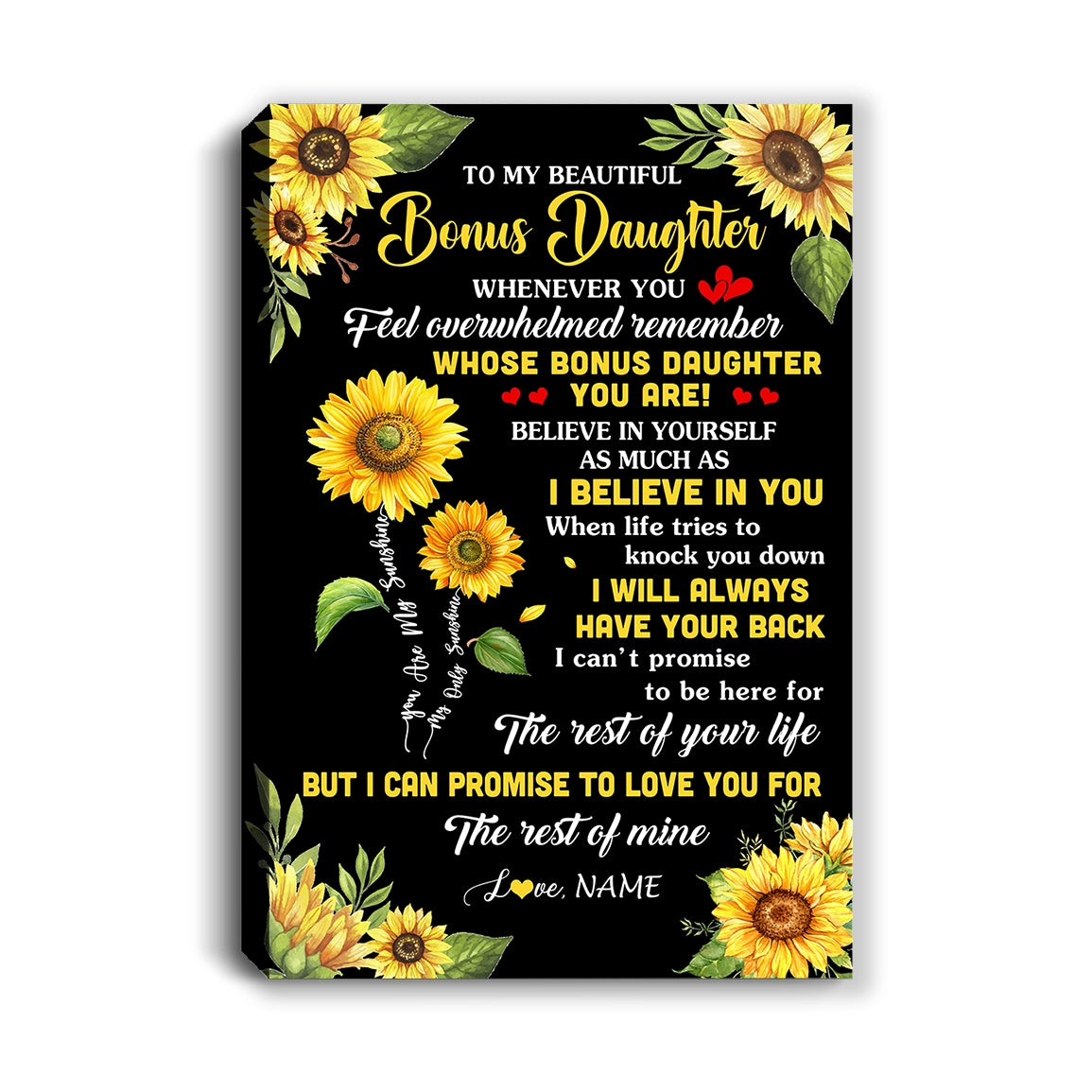 Personalized To My Niece Canvas From Uncle Aunt Auntie Whenever You Feel Sunflower Niece Birthday Gifts Graduation Christmas Custom Wall Art Print Framed Canvas | siriusteestore