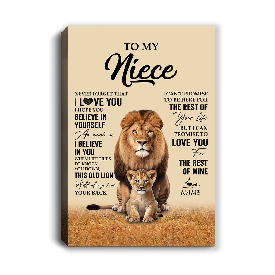 Personalized To My Niece Canvas From Uncle Lion Never Forget That I Love You Niece Birthday Gifts Graduation Christmas Custom Wall Art Print Framed Canvas | siriusteestore