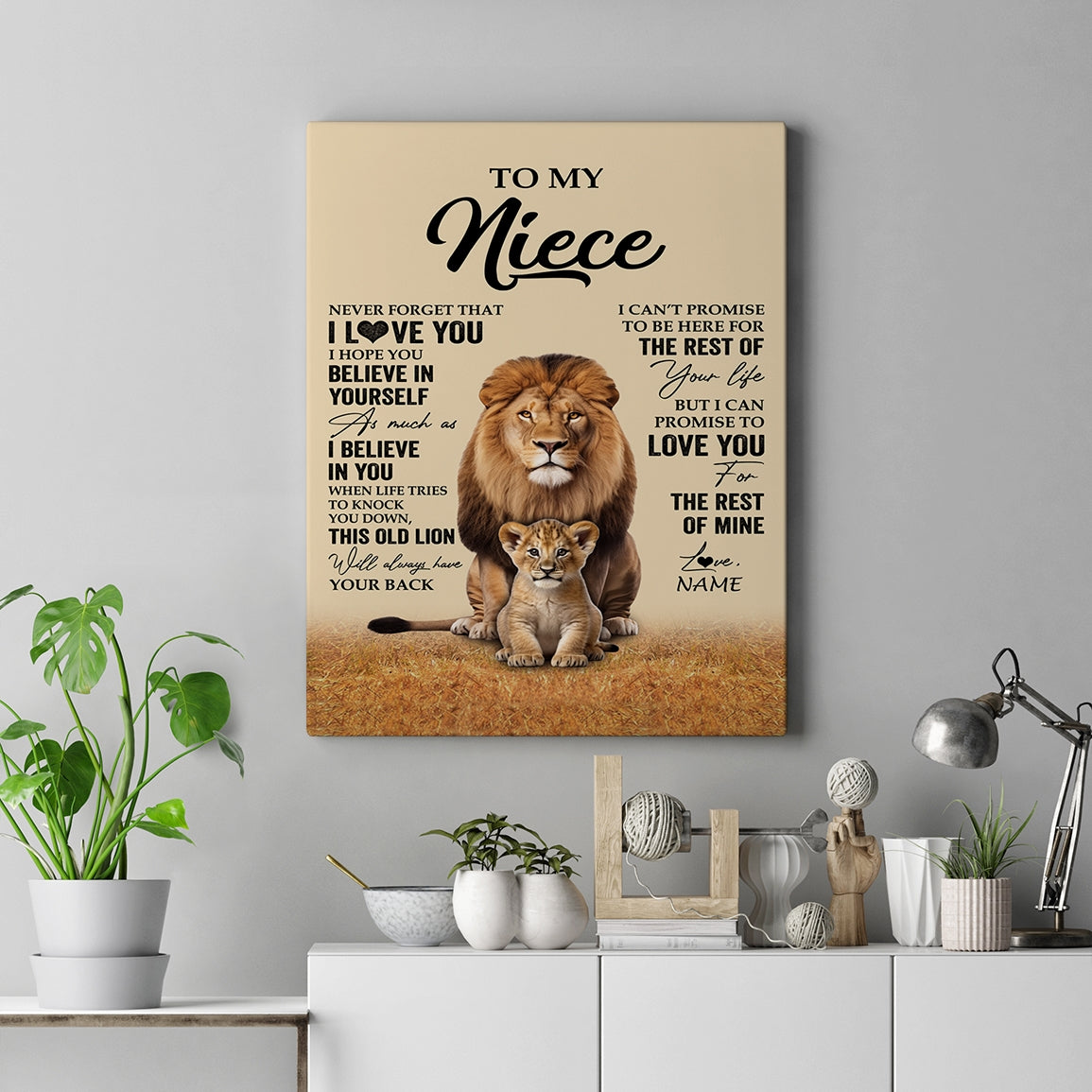 Personalized To My Niece Canvas From Uncle Lion Never Forget That I Love You Niece Birthday Gifts Graduation Christmas Custom Wall Art Print Framed Canvas | siriusteestore