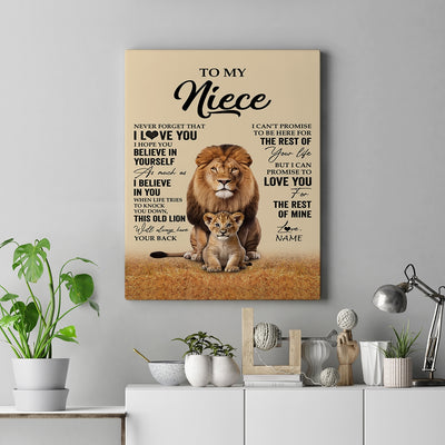Personalized To My Niece Canvas From Uncle Lion Never Forget That I Love You Niece Birthday Gifts Graduation Christmas Custom Wall Art Print Framed Canvas | siriusteestore
