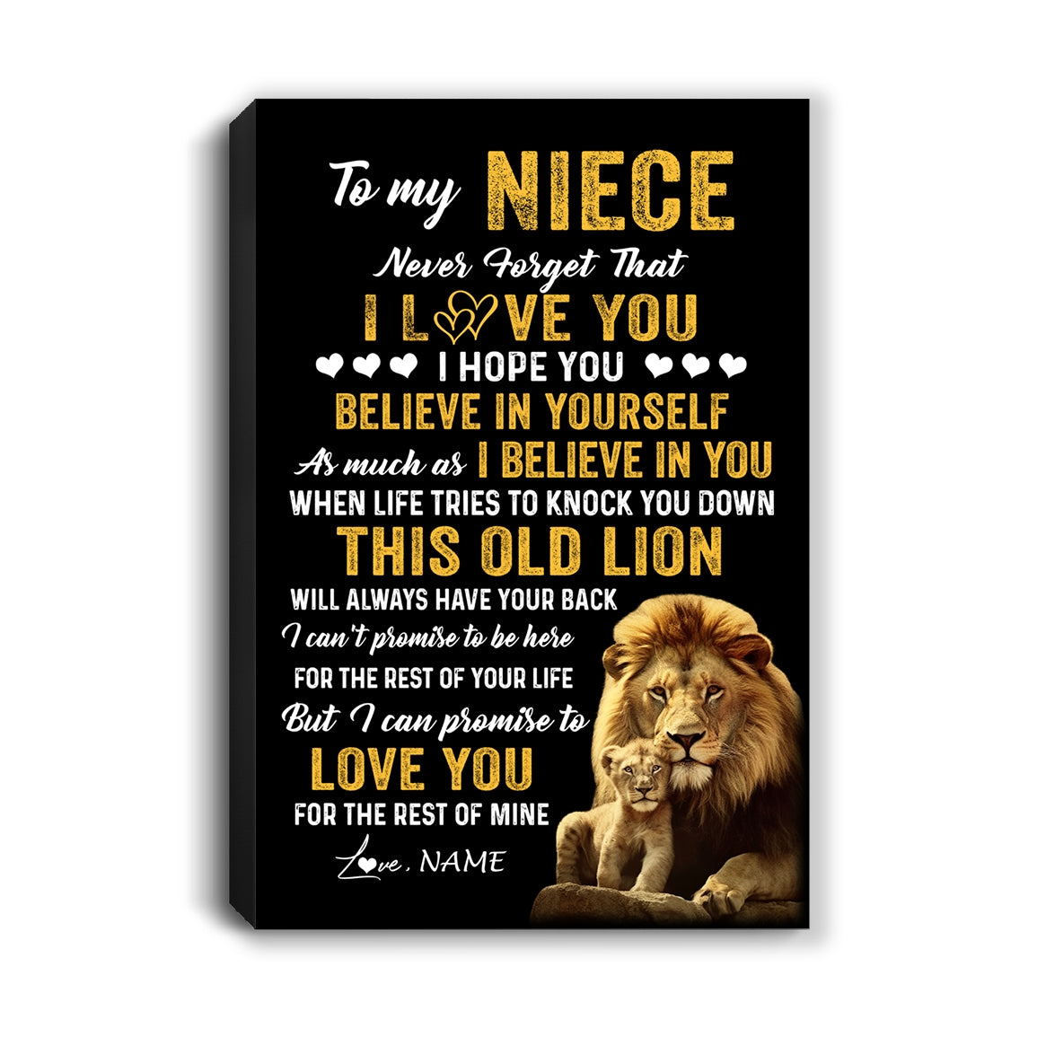 Personalized To My Niece Canvas From Uncle This Old Lion Love You Niece Birthday Gifts Graduation Christmas Custom Wall Art Print Framed Canvas | siriusteestore