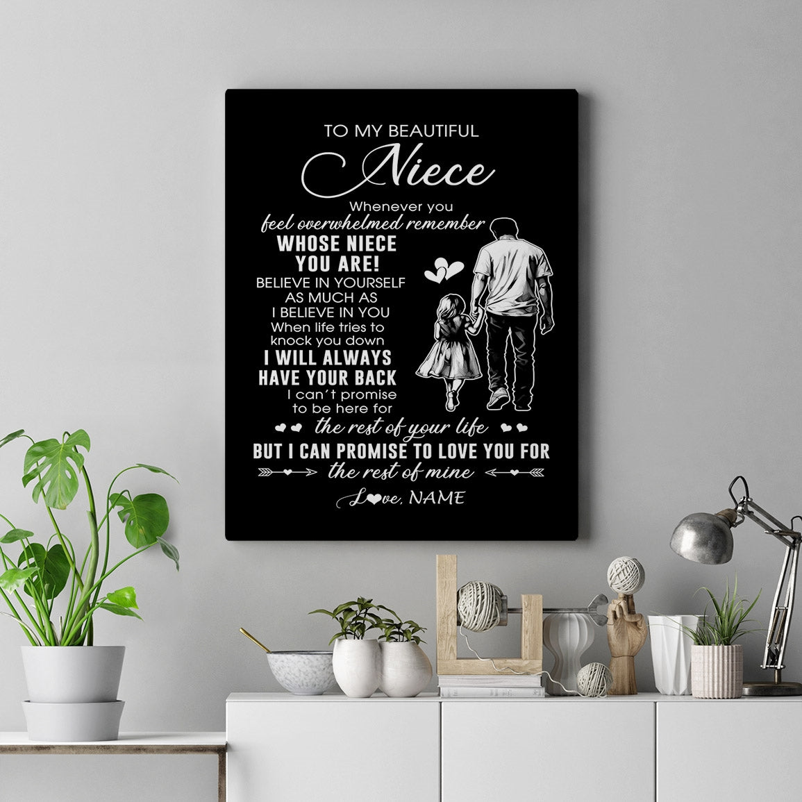 Personalized To My Niece Canvas From Uncle Whenever You Feel Overwhelmed Niece Birthday Gifts Graduation Christmas Custom Wall Art Print Framed Canvas | siriusteestore
