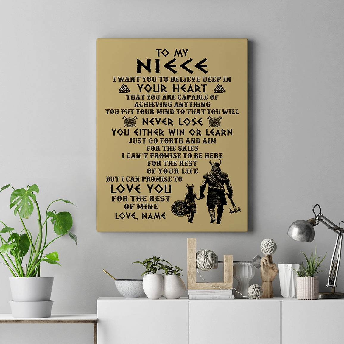 Personalized To My Niece Canvas From Uncle You Will Never Lose Viking Niece Birthday Gifts Graduation Christmas Custom Wall Art Print Framed Canvas | siriusteestore