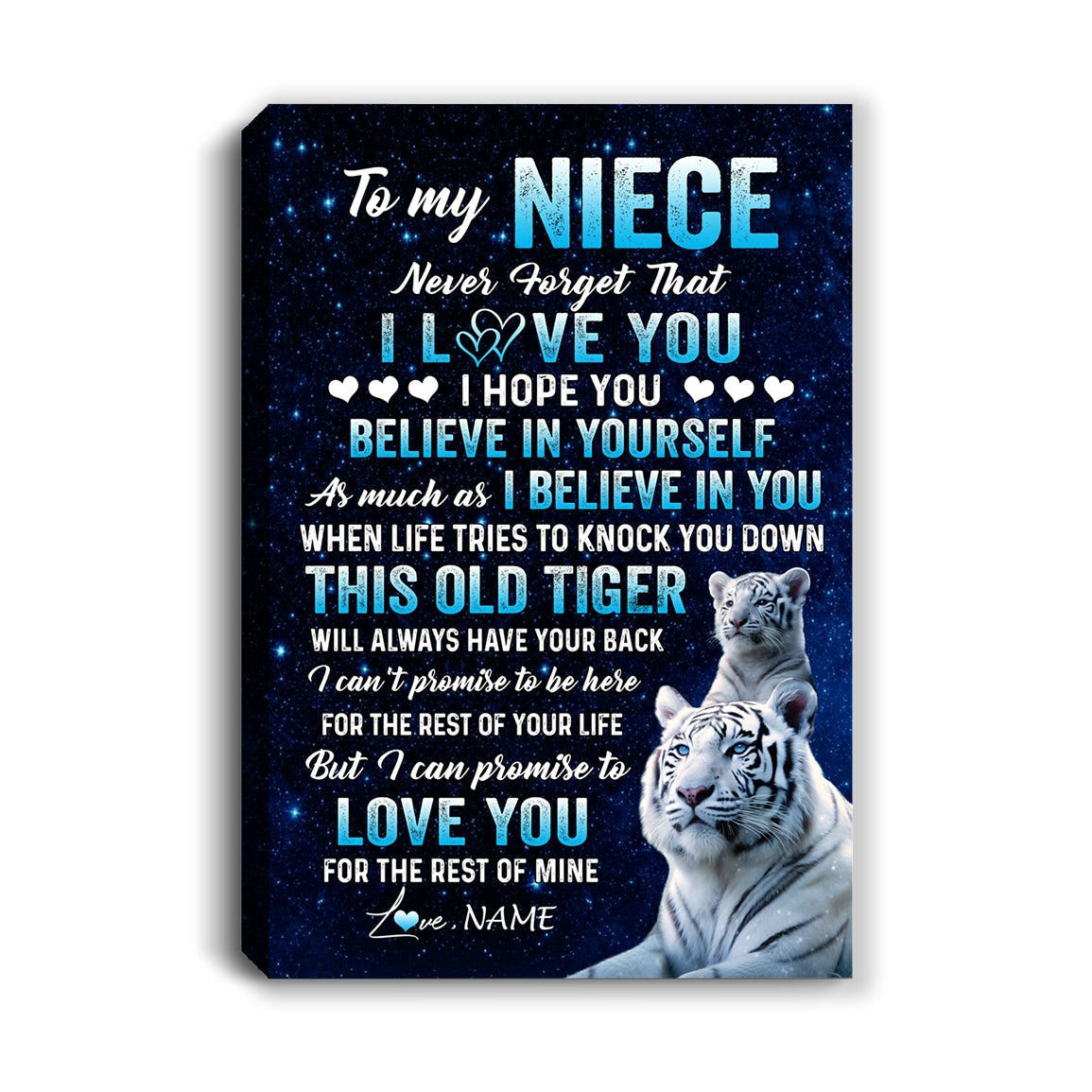 Personalized To My Niece Canvas Gift From Aunt Uncle Auntie This Old Tiger Love You Niece Birthday Gifts Graduation Christmas Custom Wall Art Print Framed Canvas | siriusteestore