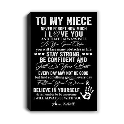 Personalized To My Niece Canvas I Love You Forever From Aunt Auntie Uncle Niece Birthday Gifts Christmas Thanksgiving Graduation Custom Wall Art Print Framed Canvas | siriusteestore