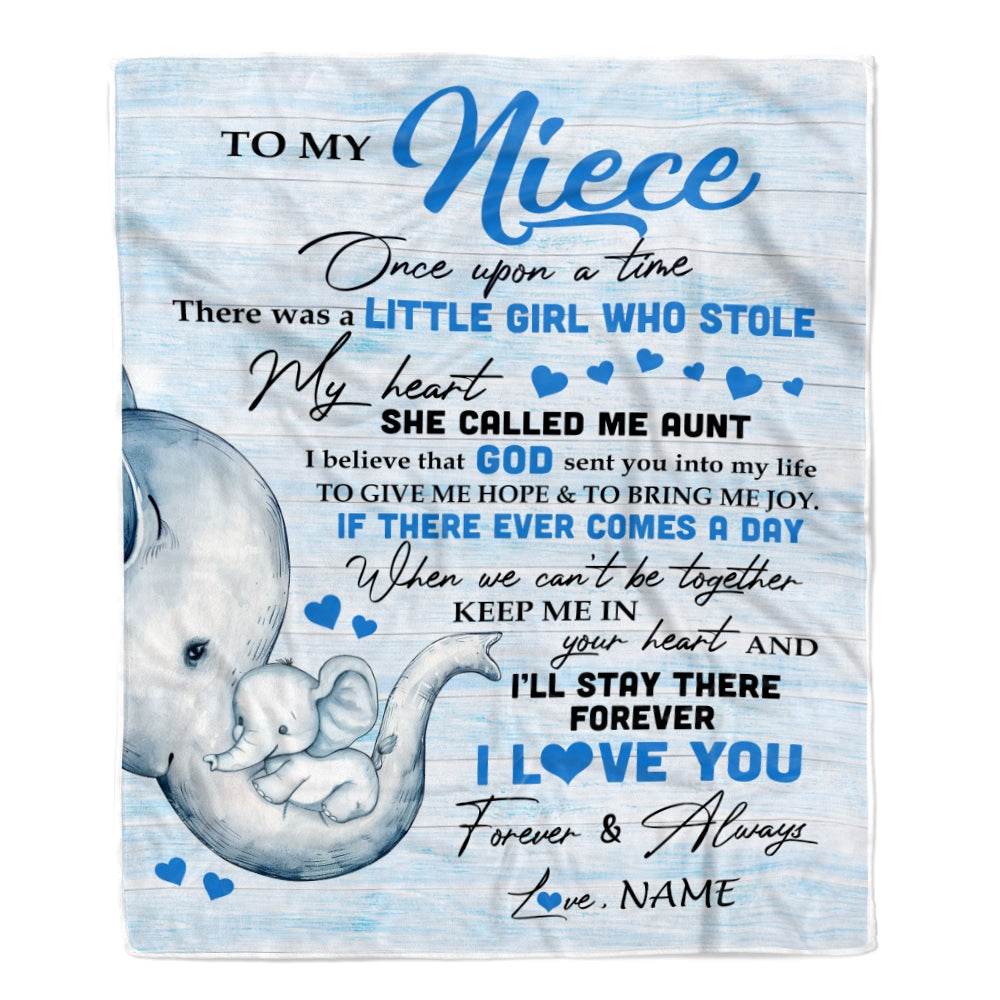 Personalized To My Niece Elephant Blanket From Aunt Auntie I'll Stay There Forever Niece Birthday Christmas Customized Bed Quilt Fleece Throw Blanket | siriusteestore