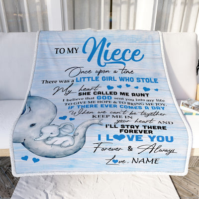 Personalized To My Niece Elephant Blanket From Aunt Auntie I'll Stay There Forever Niece Birthday Christmas Customized Bed Quilt Fleece Throw Blanket | siriusteestore