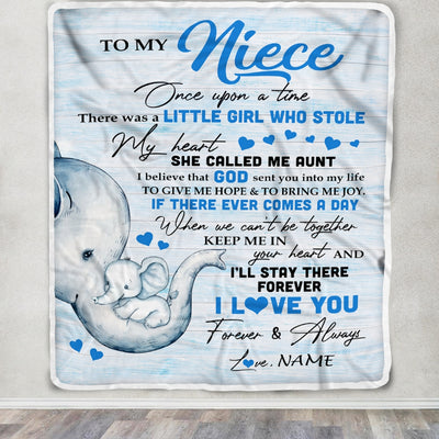 Personalized To My Niece Elephant Blanket From Aunt Auntie I'll Stay There Forever Niece Birthday Christmas Customized Bed Quilt Fleece Throw Blanket | siriusteestore