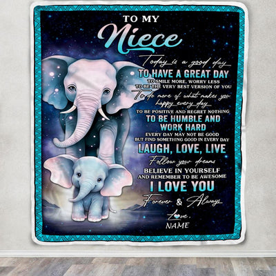 Personalized To My Niece Elephant Blanket From Aunt Uncle Auntie Every Day Laugh Love Live Niece Birthday Gifts Graduation Christmas Customized Fleece Blanket | siriusteestore