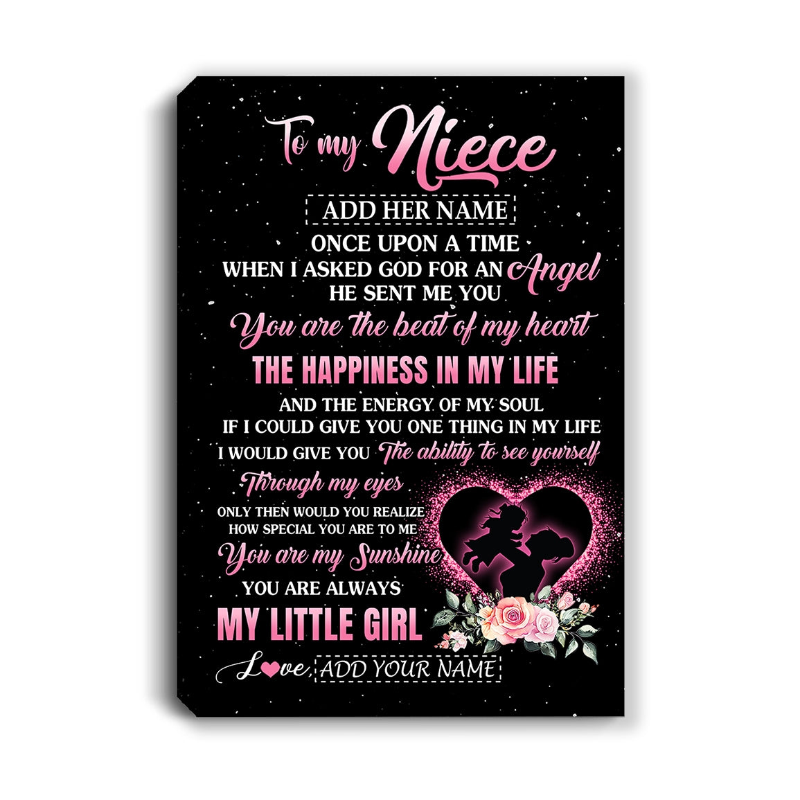 Personalized To My Niece From Aunt Auntie Canvas Once Upon A Time Birthday Graduation Gifts For Niece Gifts Christmas Custom Wall Art Print Framed Canvas | siriusteestore