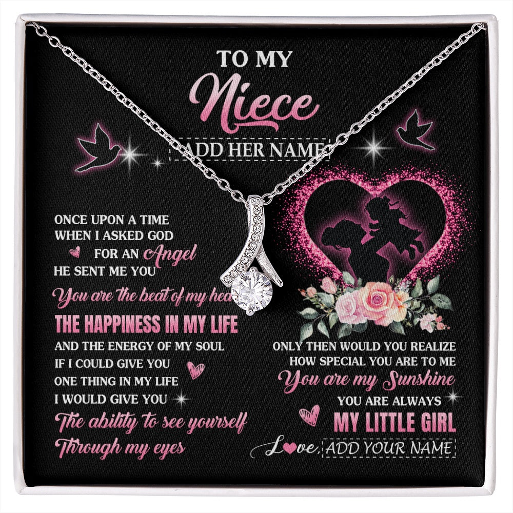 Alluring Beauty Necklace 14K White Gold Finish | 1 | Personalized To My Niece From Aunt Auntie Necklace Once Upon A Time Birthday Graduation Gifts For Niece Gifts Christmas Customized Gift Box Message Card | siriusteestore.myshopify