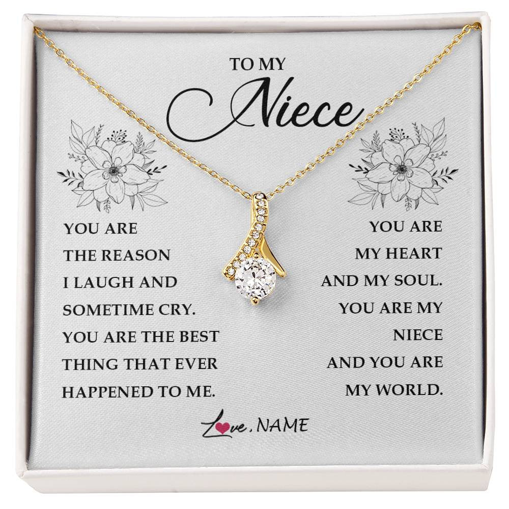 Alluring Beauty Necklace 18K Yellow Gold Finish | Personalized To My Niece From Aunt Auntie You Are My Heart My And My Sould Niece Jewelry Birthday Graduation Christmas Customized Gift Box Message Card | siriusteestore