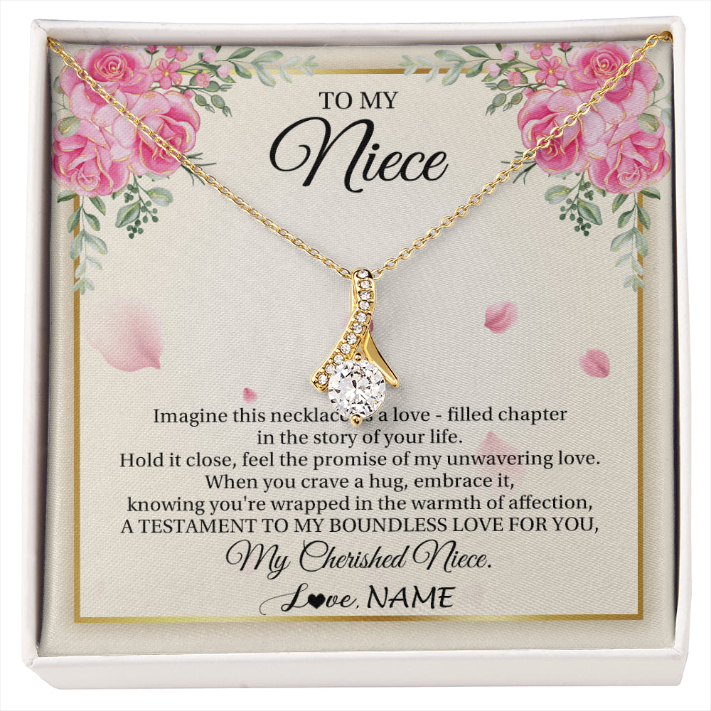 Alluring Beauty Necklace 18K Yellow Gold Finish | 1 | Personalized To My Niece From Aunt Imagine This Necklace As A Love Niece Birthday Gifts Jewelry Graduation Christmas Customized Gift Box Message Card | siriusteestore