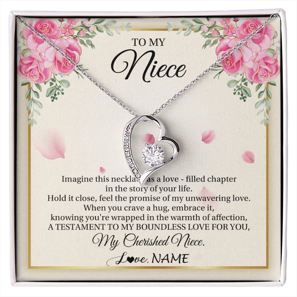Forever Love Necklace 14K White Gold Finish | 1 | Personalized To My Niece From Aunt Imagine This Necklace As A Love Niece Birthday Gifts Jewelry Graduation Christmas Customized Gift Box Message Card | siriusteestore