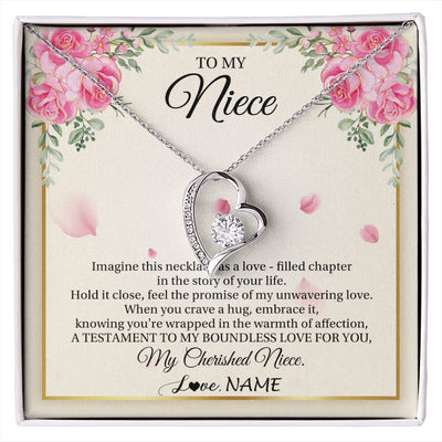 Forever Love Necklace 14K White Gold Finish | 1 | Personalized To My Niece From Aunt Imagine This Necklace As A Love Niece Birthday Gifts Jewelry Graduation Christmas Customized Gift Box Message Card | siriusteestore