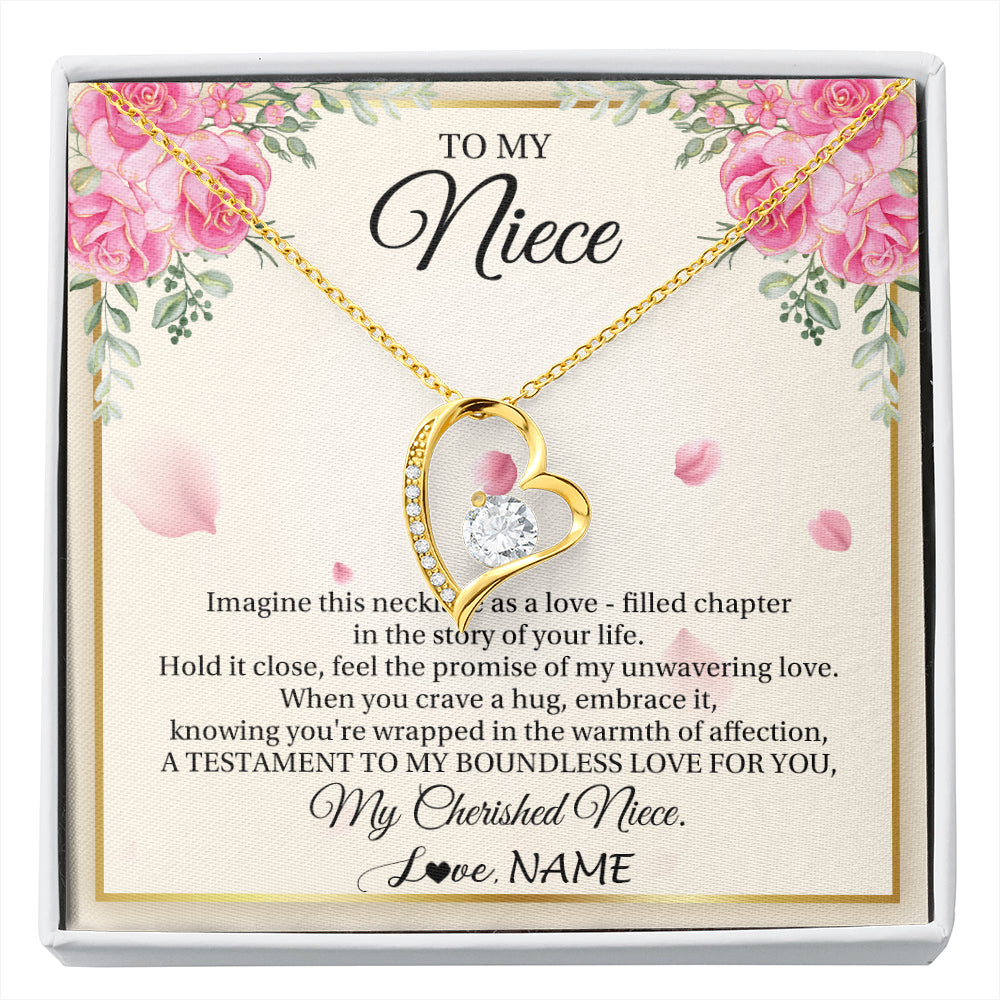 Forever Love Necklace 18K Yellow Gold Finish | 1 | Personalized To My Niece From Aunt Imagine This Necklace As A Love Niece Birthday Gifts Jewelry Graduation Christmas Customized Gift Box Message Card | siriusteestore