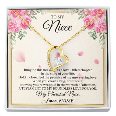 Forever Love Necklace 18K Yellow Gold Finish | 1 | Personalized To My Niece From Aunt Imagine This Necklace As A Love Niece Birthday Gifts Jewelry Graduation Christmas Customized Gift Box Message Card | siriusteestore