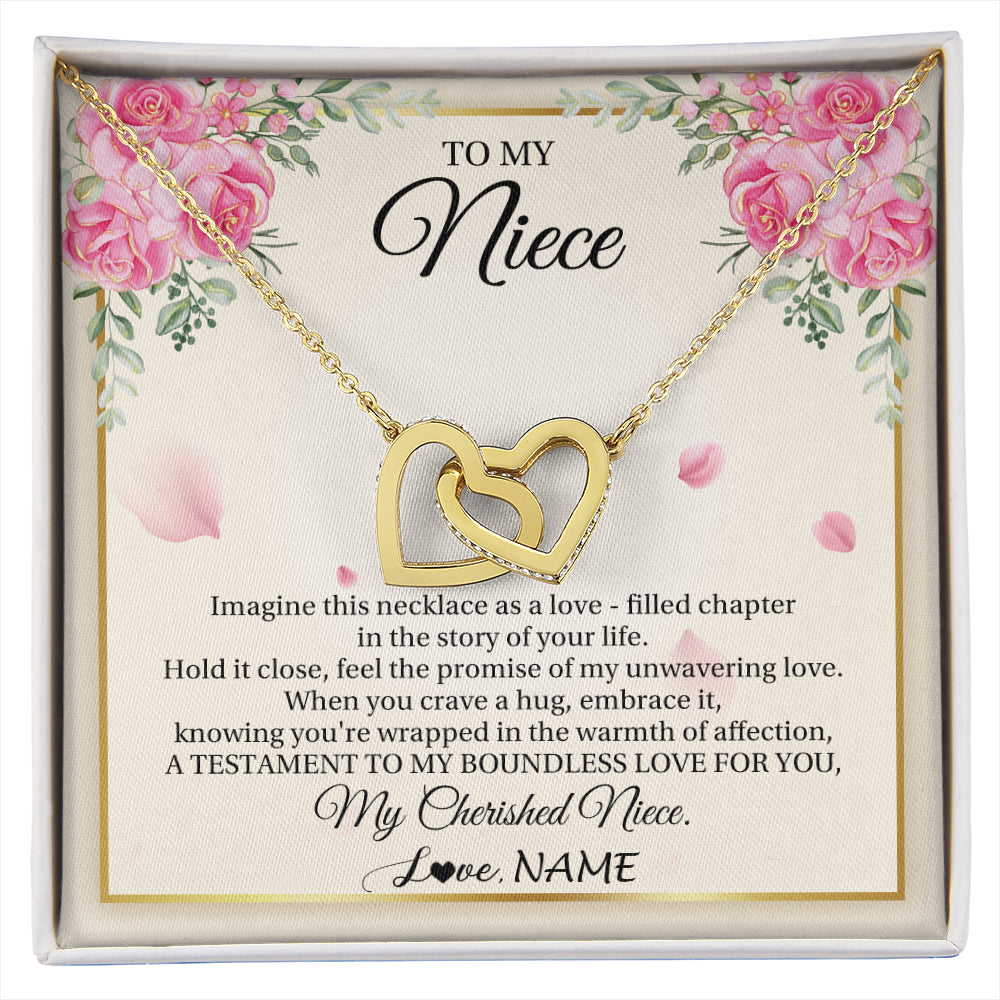 Interlocking Hearts Necklace 18K Yellow Gold Finish | 1 | Personalized To My Niece From Aunt Imagine This Necklace As A Love Niece Birthday Gifts Jewelry Graduation Christmas Customized Gift Box Message Card | siriusteestore