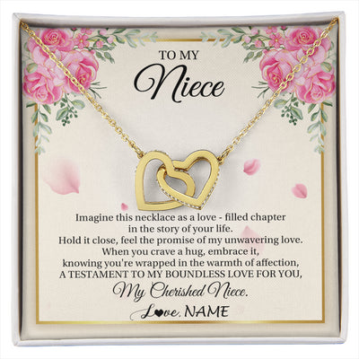 Interlocking Hearts Necklace 18K Yellow Gold Finish | 1 | Personalized To My Niece From Aunt Imagine This Necklace As A Love Niece Birthday Gifts Jewelry Graduation Christmas Customized Gift Box Message Card | siriusteestore