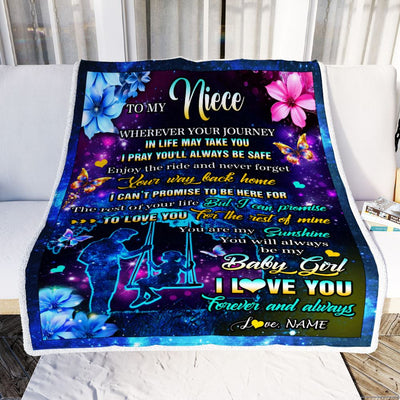 Personalized To My Niece From Uncle Blanket Flower Wherever Your Journey Niece GBirthday Gifts Raduation Thanksgiving Christmas Customized Fleece Blanket | siriusteestore