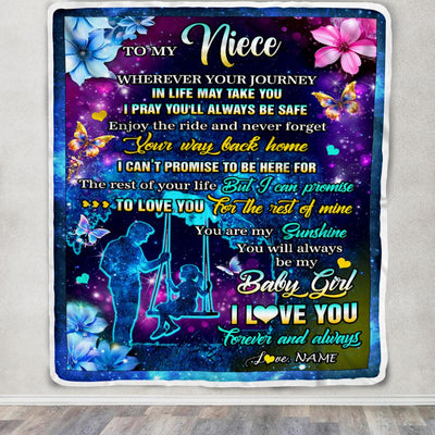 Personalized To My Niece From Uncle Blanket Flower Wherever Your Journey Niece GBirthday Gifts Raduation Thanksgiving Christmas Customized Fleece Blanket | siriusteestore