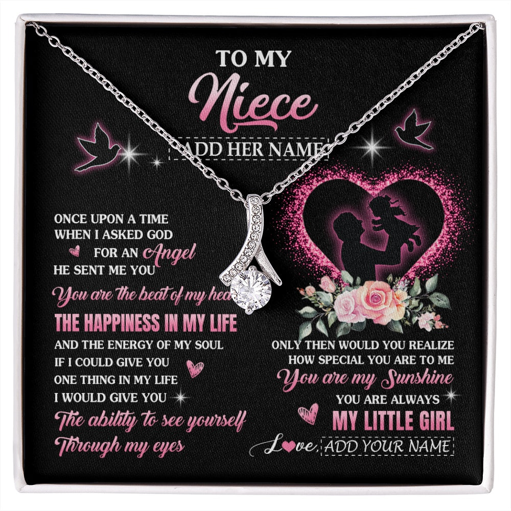 Alluring Beauty Necklace 14K White Gold Finish | 1 | Personalized To My Niece From Uncle Necklace Once Upon A Time Birthday Graduation Gifts For Niece Gifts Christmas Customized Gift Box Message Card | siriusteestore.myshopify